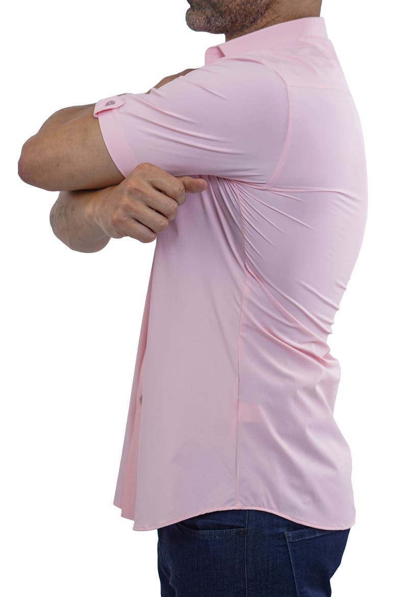 Galileo Stretchcore Short Sleeve Performance Button-Up Shirt, Alternate, color, PINK