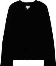 Caslon® Oversize V-Neck Cotton Sweater