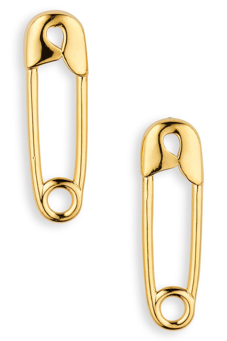 Safety Pin Stud Earrings, Main, color, GOLD