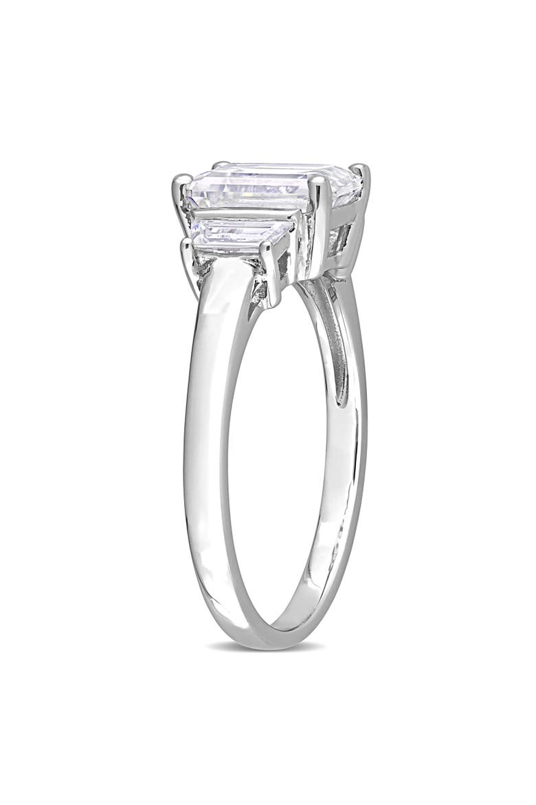 Moissanite Octagon 3-Stone Ring, Alternate, color, Sterling Silver