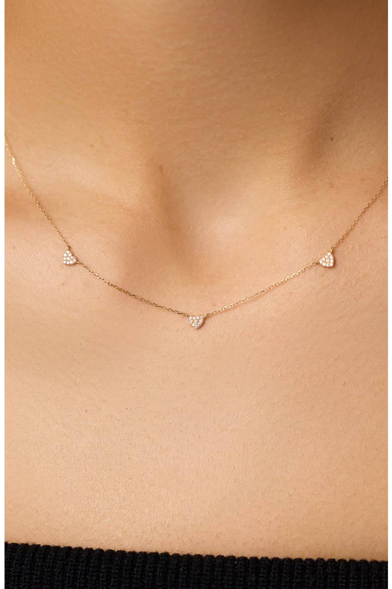 Gold Heart Necklace - Diamond Heart Station Necklace, Alternate, color, Gold