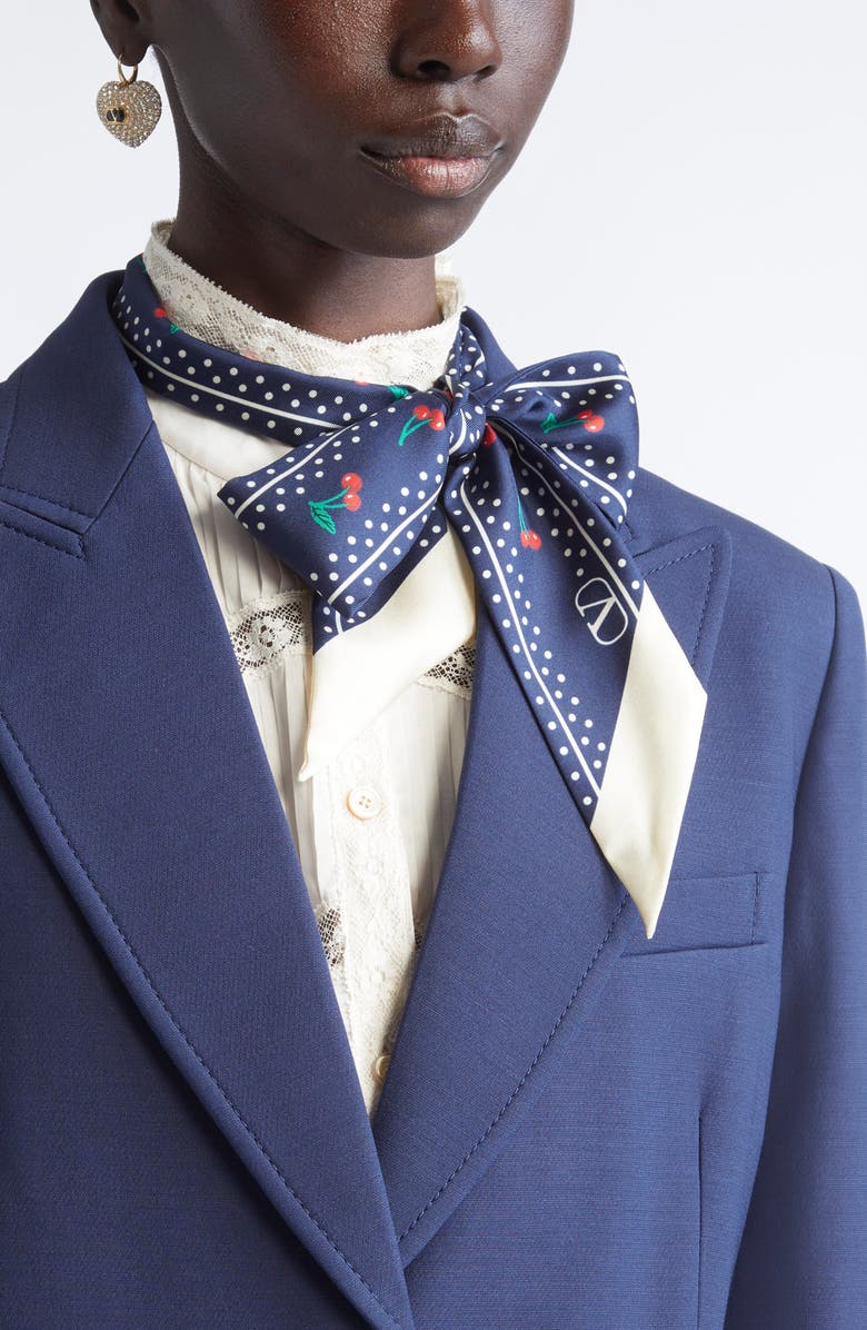 Valentino Garavani Cherryfic Silk Skinny Scarf, Alternate, color,