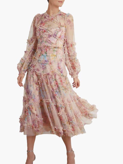 Floral Diamond Ruffle Ballerina Dress