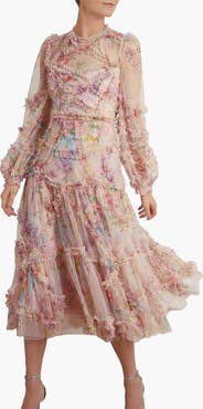 Needle & Thread Floral Diamond Ruffle Ballerina Dress