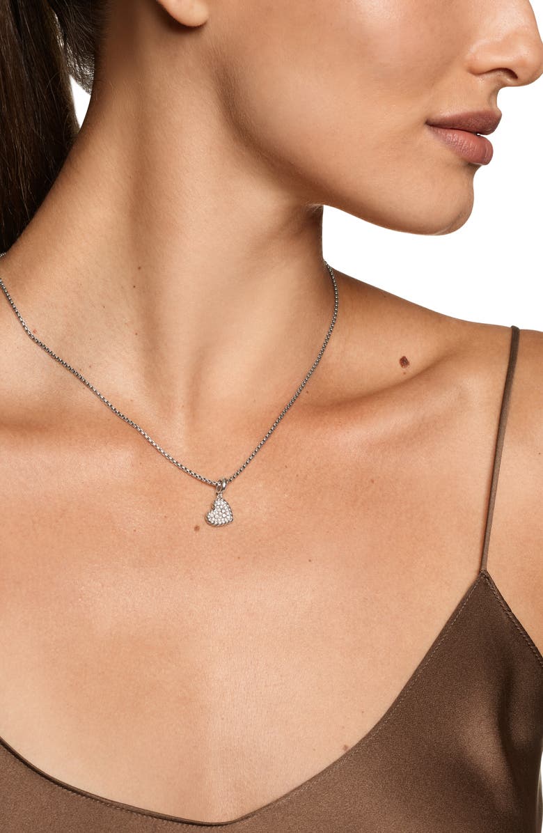 David Yurman DY Elements<sup>®</sup> Heart Pendant in Sterling Silver with Diamonds, 12.7mm, Alternate, color, Silver Pave
