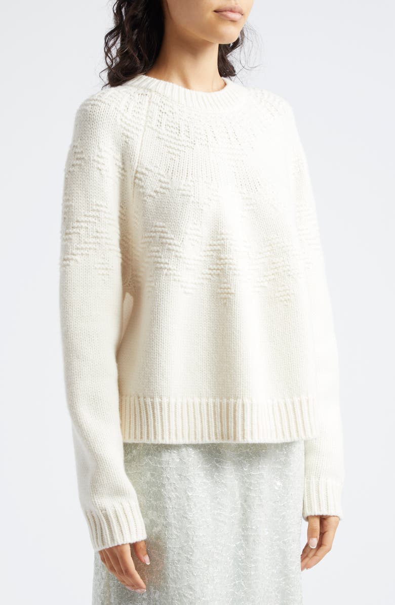 Vince Textured Fair Isle Wool Sweater, Alternate, color, Off White