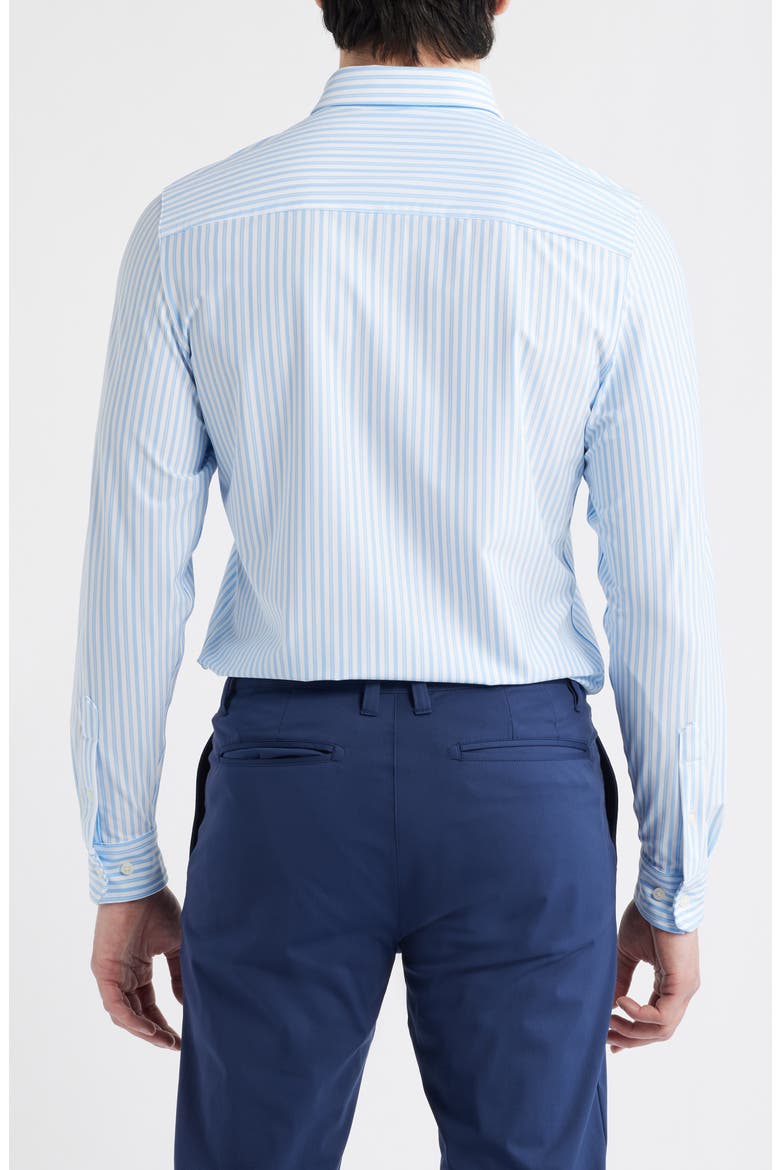 Commuter Slim Fit Stripe Performance Button-Up Shirt, Alternate, color, LIGHT BLUE/ WHITE STRIPE