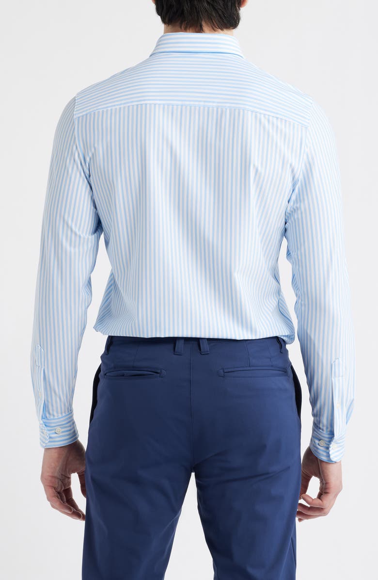 Rhone Commuter Slim Fit Stripe Performance Button-Up Shirt, Alternate, color, Light Blue/ White Stripe