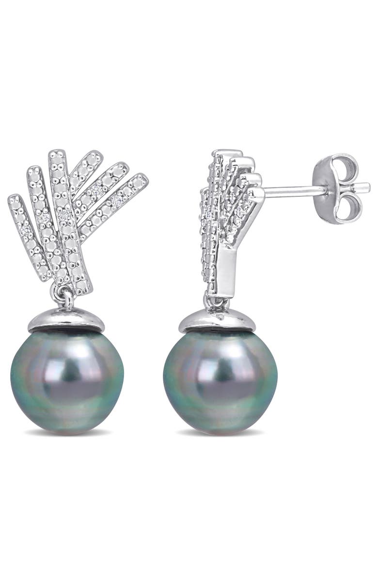 Julianna B. Cultured Pearl & Diamond Drop Earrings, Main, color, Tahitian Pearl