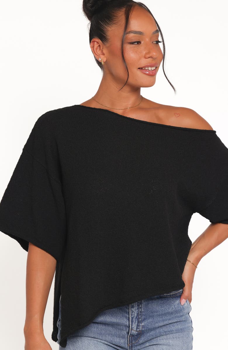 Petal & Pup Ardena One Shoulder Bouclé Knit Top, Alternate, color, Black