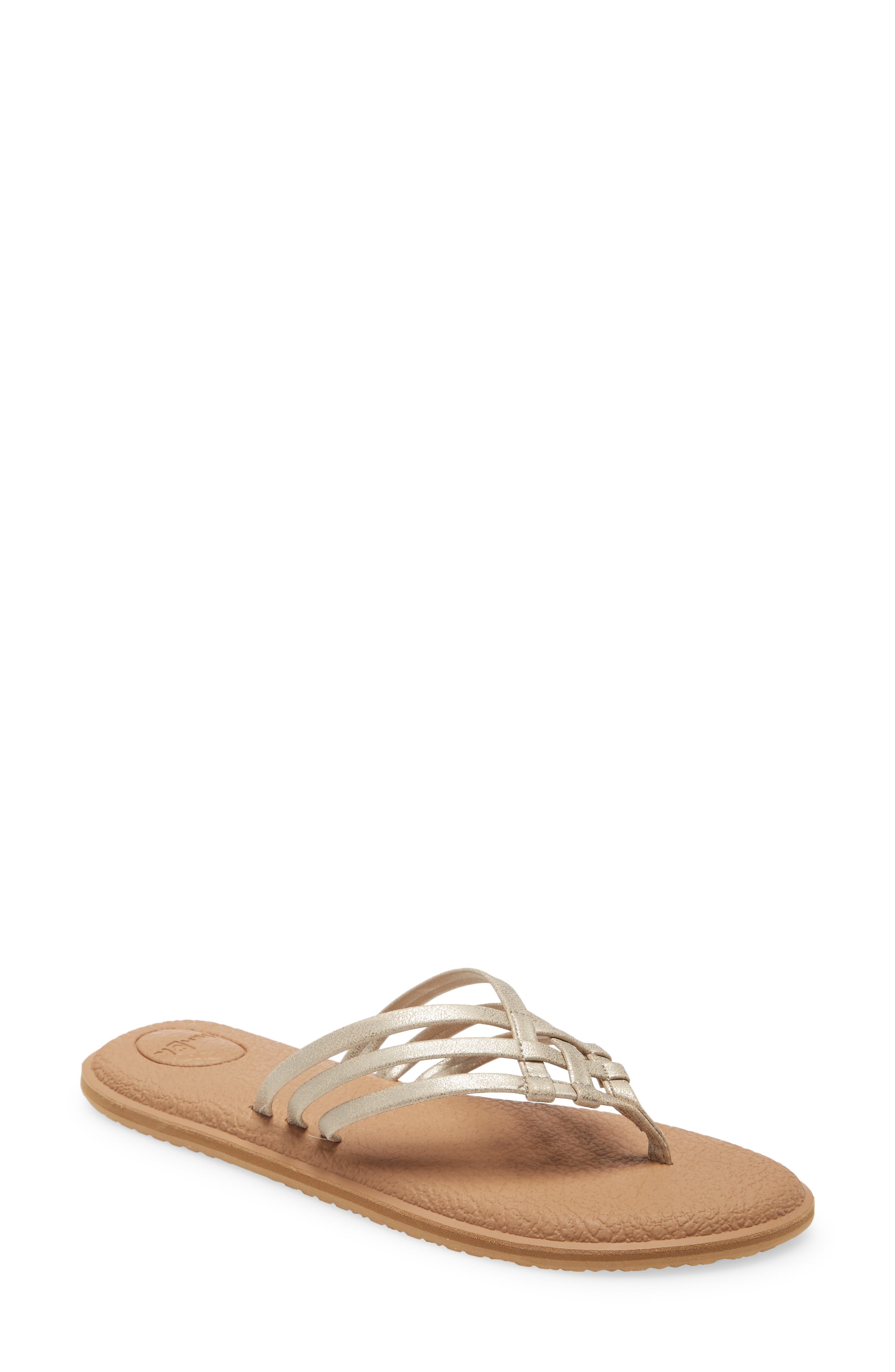 Yoga Salty Shimmer Flip Flop, Main, color, CHAMPAGNE