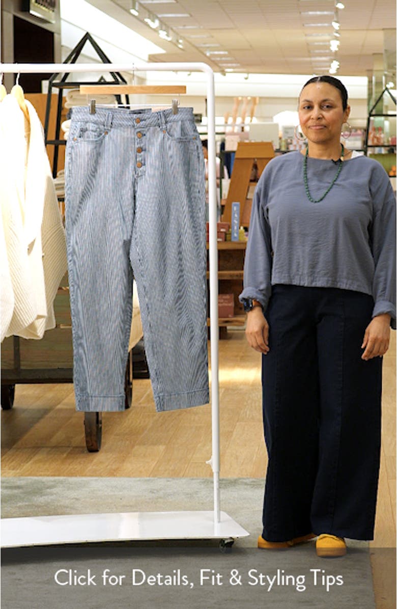 Kasey Stripe Exposed Button Ankle Stovepipe Jeans, sales video thumbnail