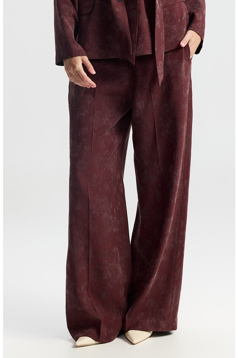 Nahar Printed Wide-leg Trousers, Alternate, color, Burgundy