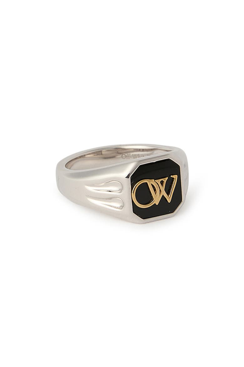 Monogram Onyx Signet Ring, Alternate, color, SILVER