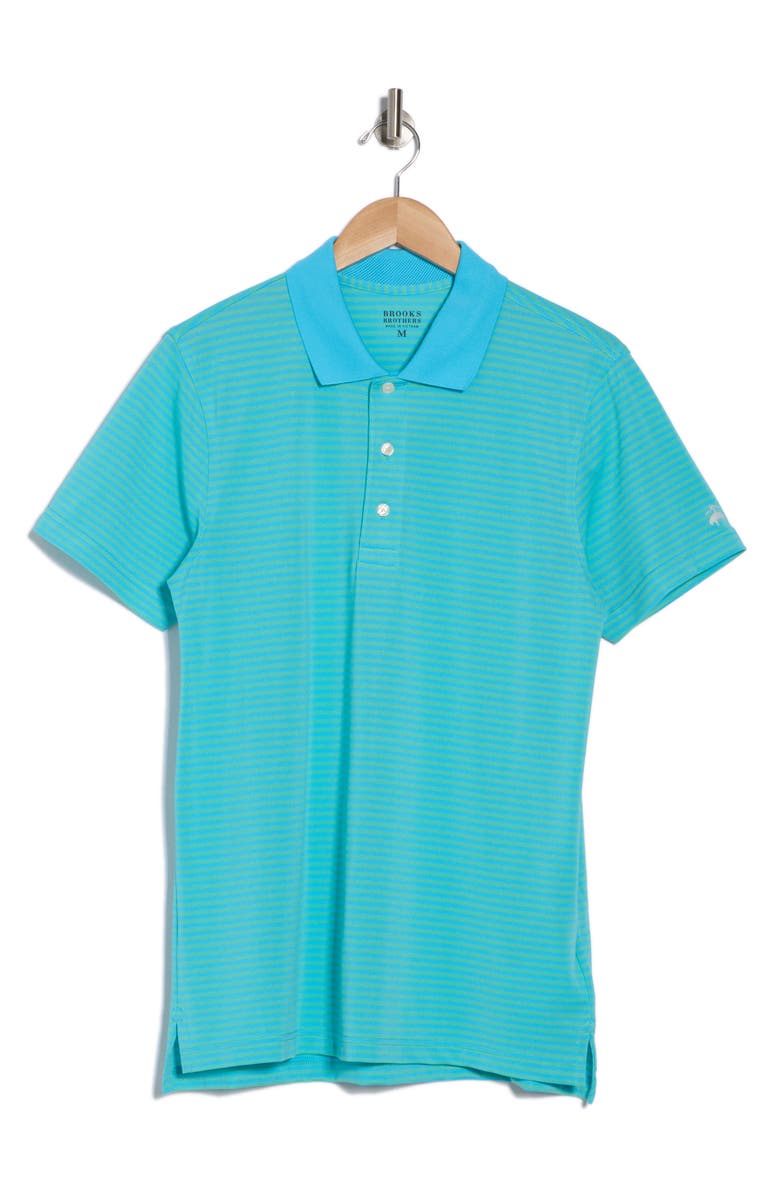 Brooks Brothers Feeder Stripe Performance Knit Polo, Alternate, color, Blue/ Green