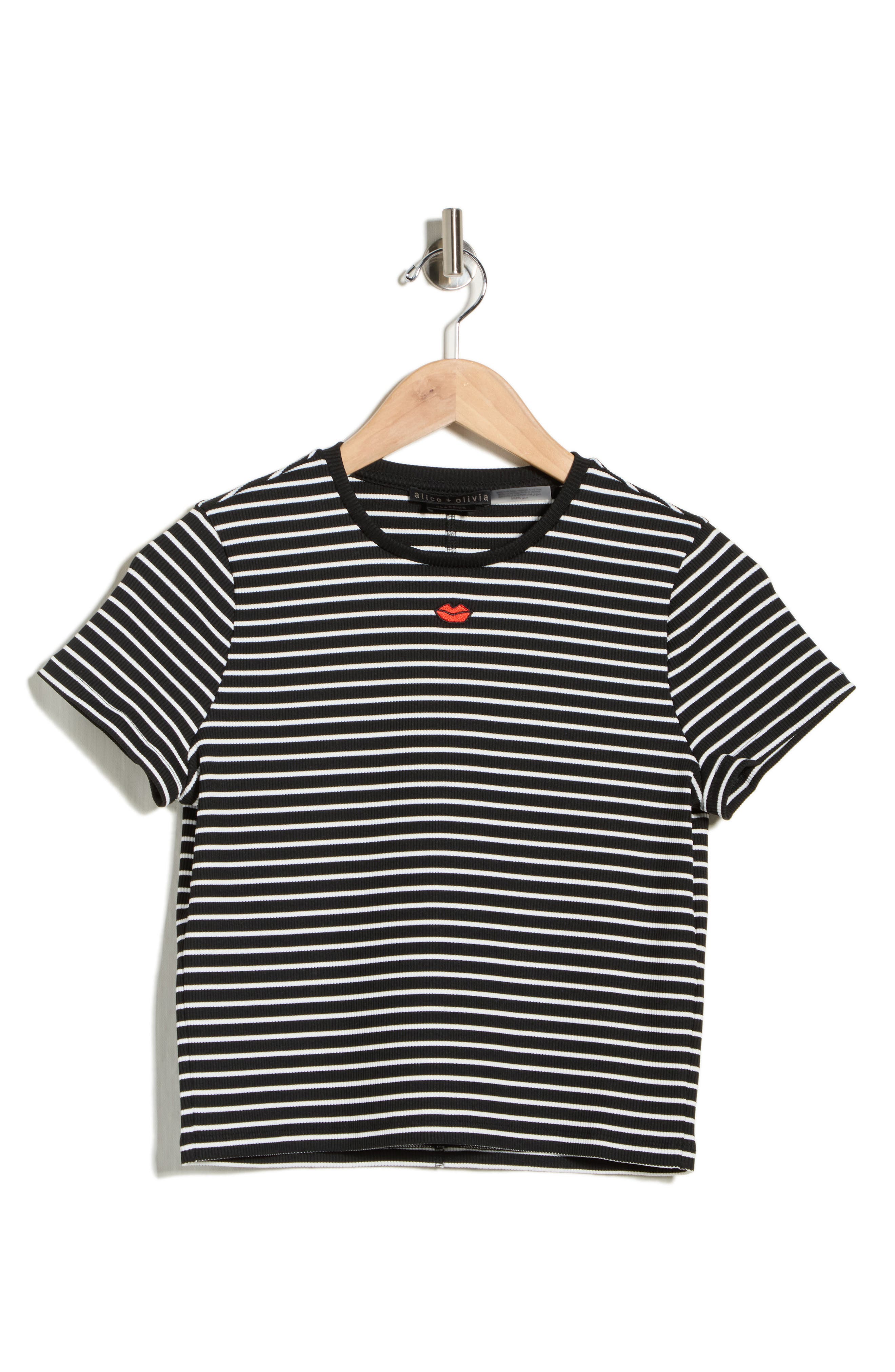 Alice + Olivia Cindy Embroidered Crop T-Shirt