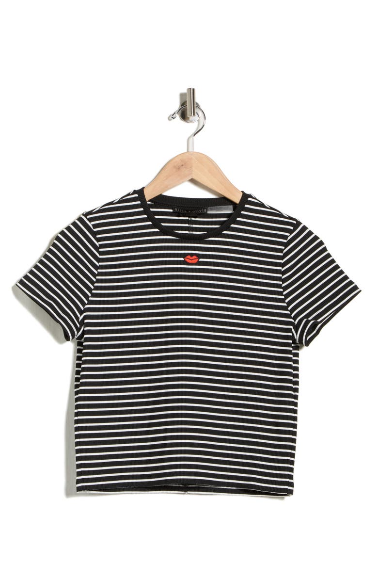Alice + Olivia Cindy Embroidered Crop T-Shirt, Main, color, 
