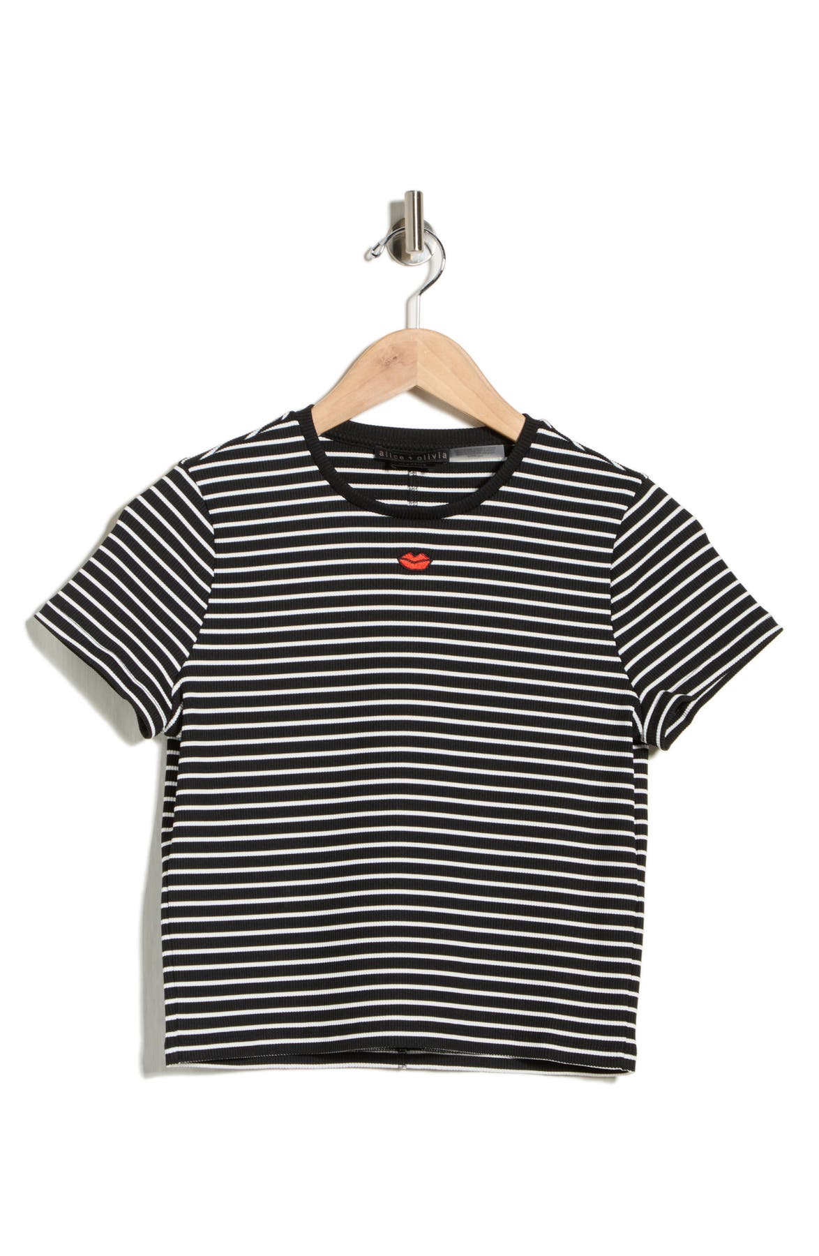 Alice + Olivia Cindy Embroidered Crop T-Shirt