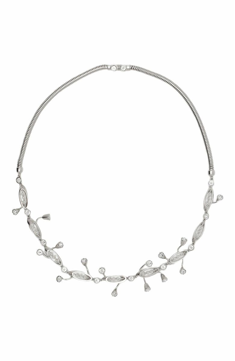 Lanvin Aede Necklace, Main, color, Silver-Crystal