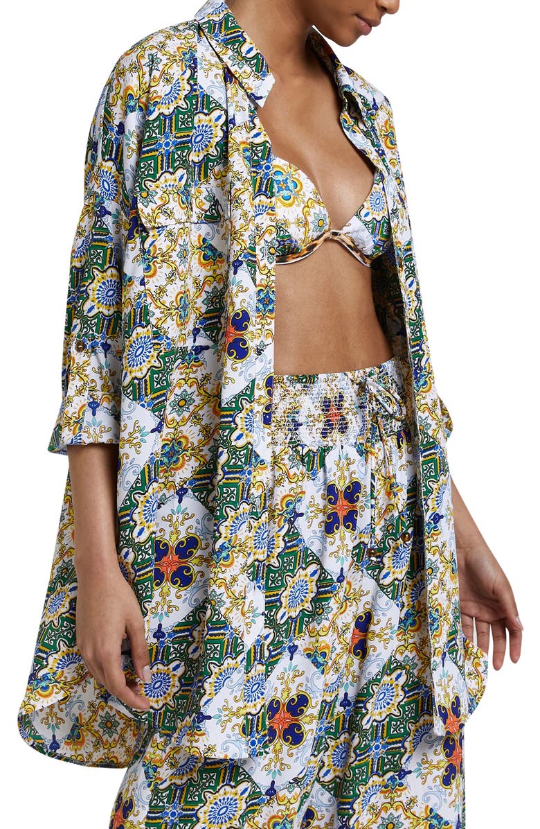 River Island Print Oversize Tunic Shirt, Main, color,