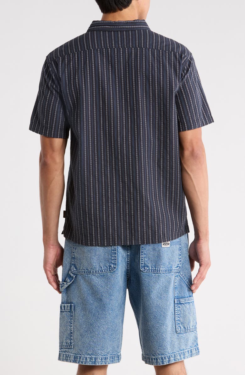 Billabong Garage Sandon Stripe Jacquard Cotton Camp Shirt, Alternate, color, True Navy