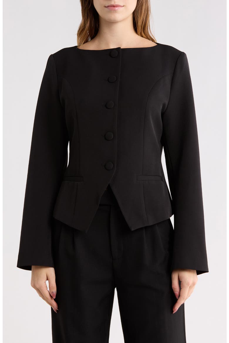 Collarless Crop Blazer, Main, color, BLACK