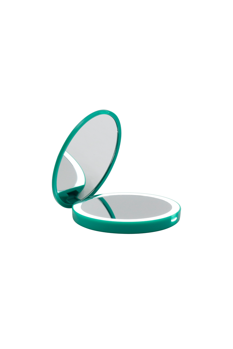 Ariel Compact Mirror with Wireless Power Bank Charging Base, Alternate, color, Green