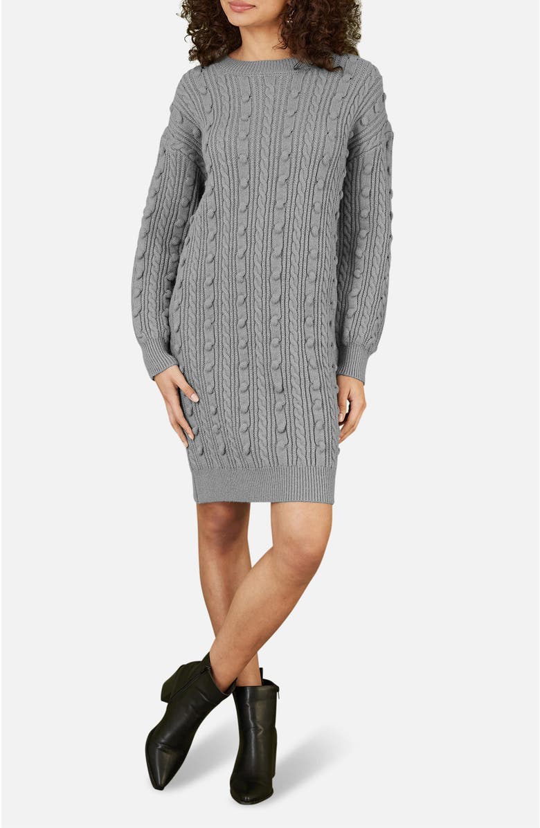 Yumi Cable Knit Tunic Dress, Alternate, color, Grey