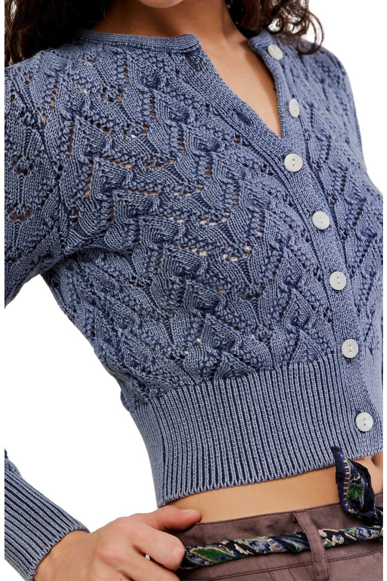 Pretty in Cotton Pointelle Cardigan, Alternate, color, NAVY ACADEMY