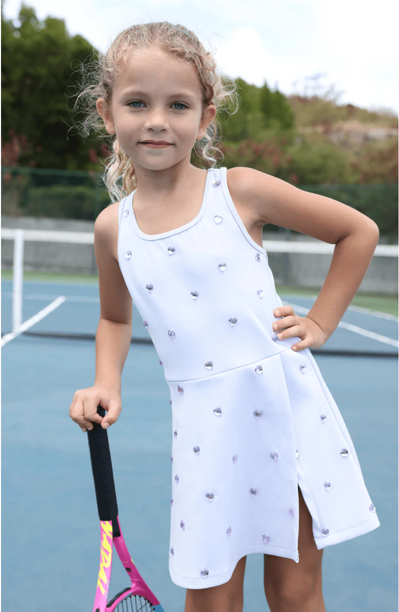 Lola + The Boys Heart Scuba Tennis Dress, Alternate, color, Purple