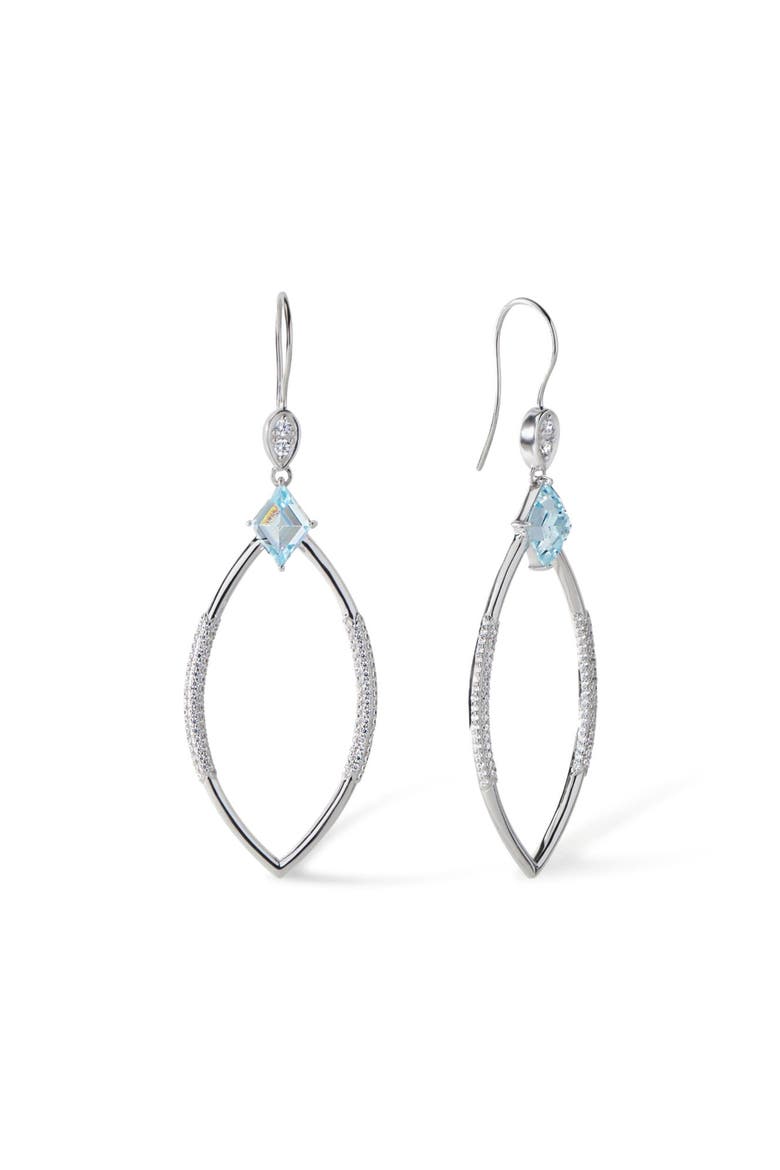 The Celeste Earrings, Main, color, Sterling Silver/Blue CZ