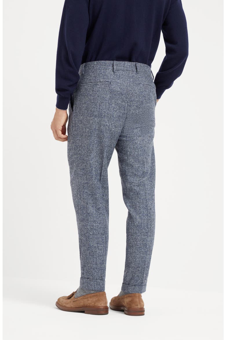 Comfort alpaca and wool Prince of Wales leisure fit trousers with pleat, Alternate, color, Denim