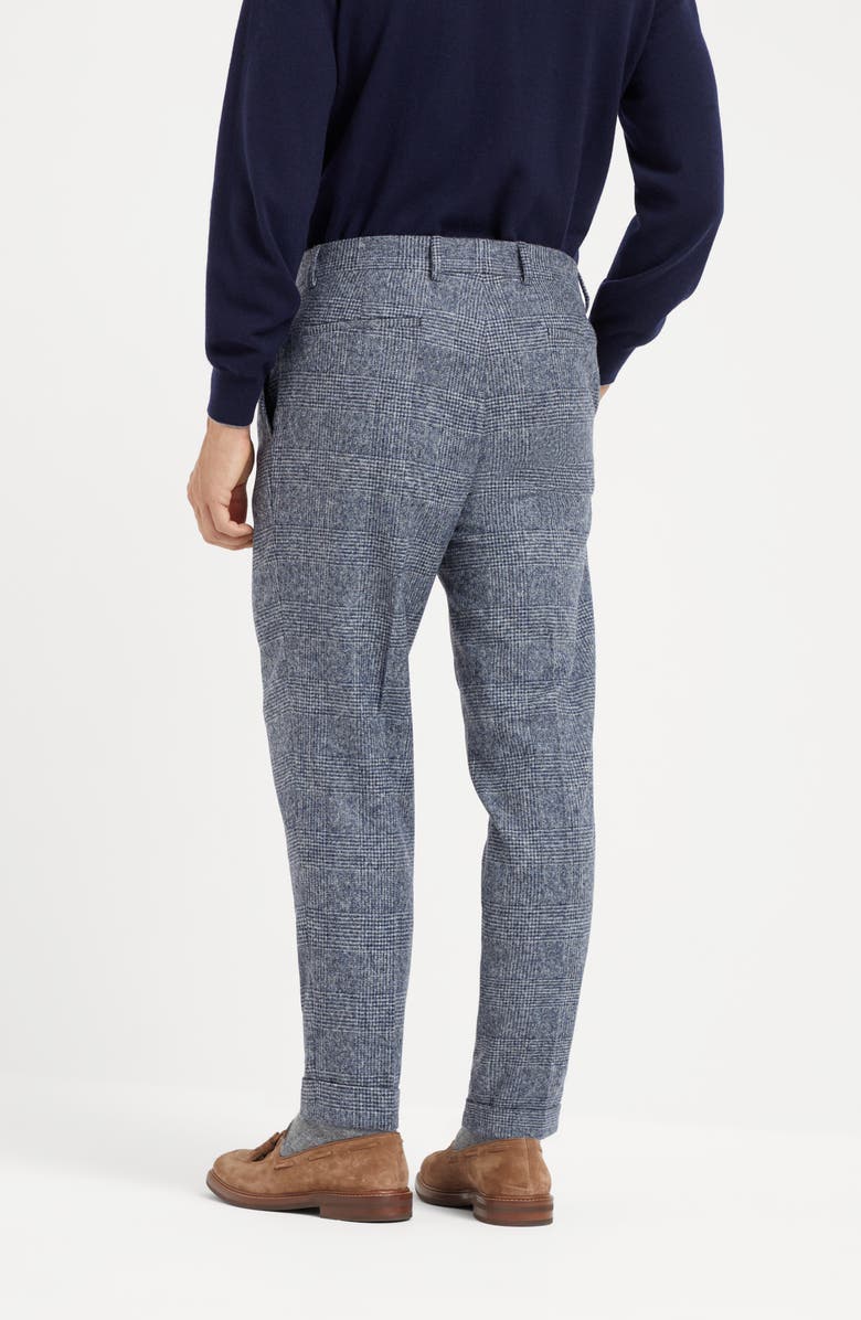 Brunello Cucinelli Comfort alpaca and wool Prince of Wales leisure fit trousers with pleat, Alternate, color, 