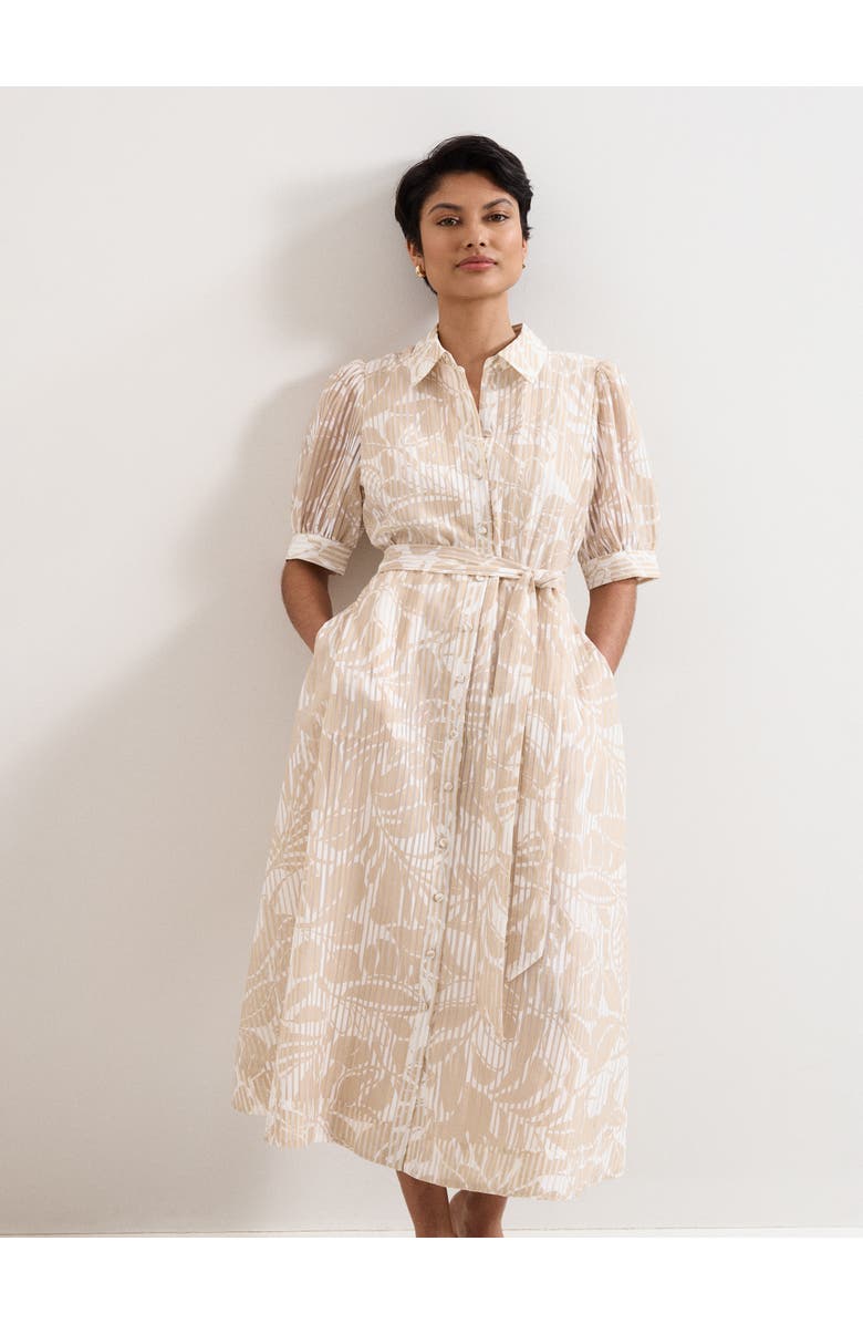 Phase Eight Delphine Belted Midi Shirt Dress, Alternate, color, Stone