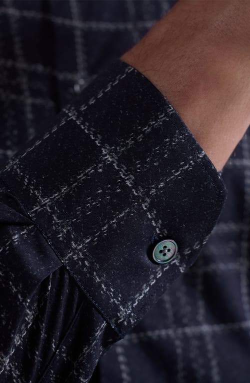 Bugatchi Julian Shaped Fit Plaid Stretch Cotton Button-up Shirt In Black