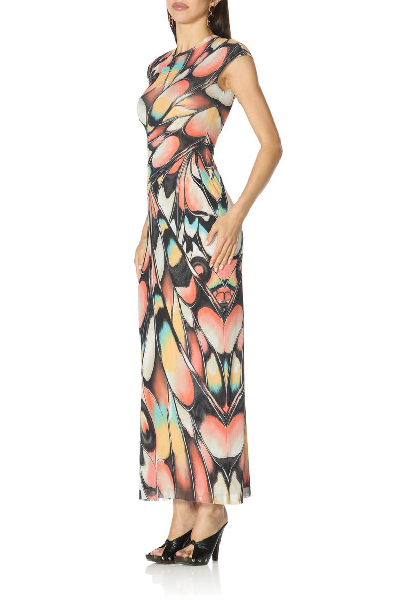 Mylo Print Mesh Maxi Dress, Alternate, color, BRANDY BUTTERFLY