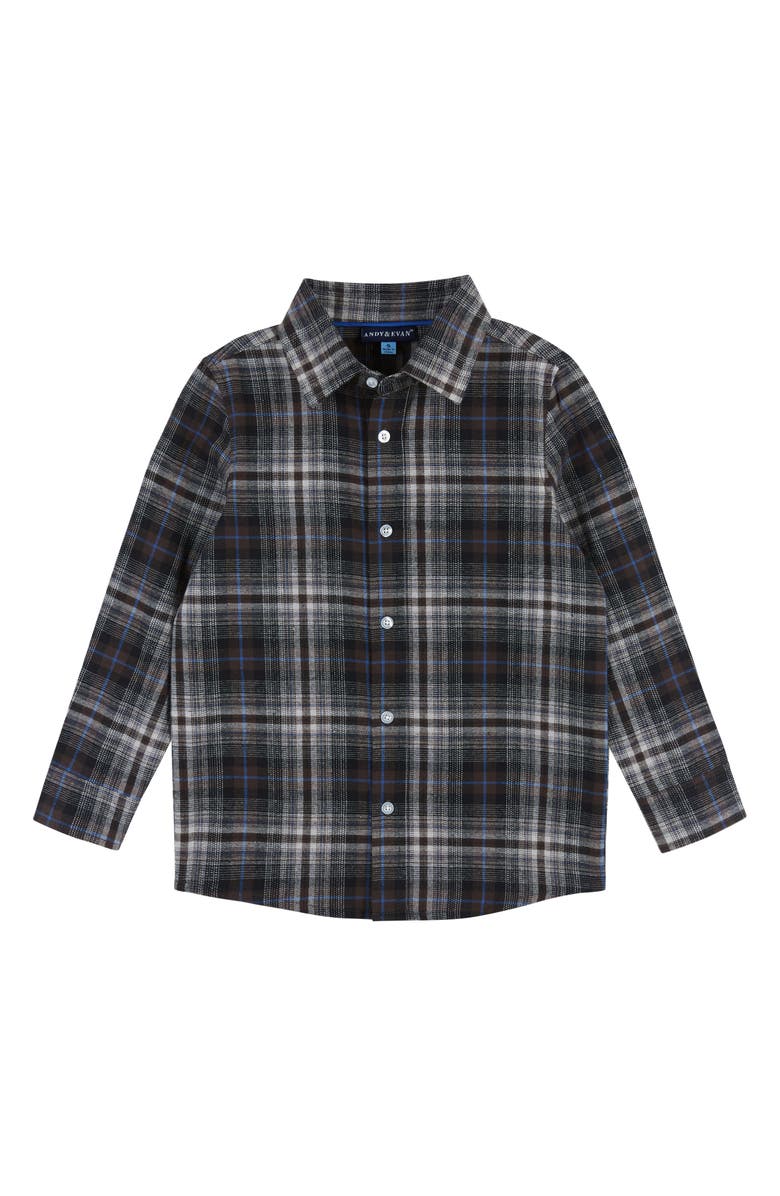 Andy & Evan Kids' Marled Cardigan, Plaid Button-Up Shirt & Pants Set, Alternate, color, 