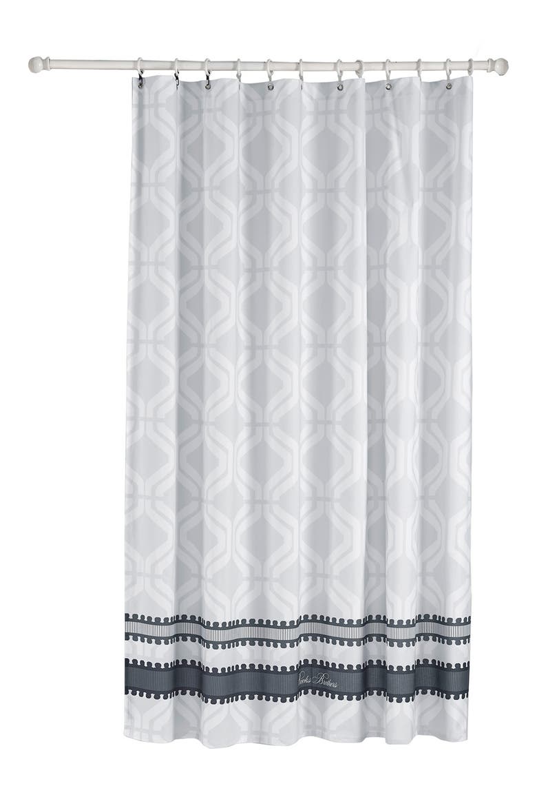 Geo Print Turkish Cotton Shower Curtain, Main, color, SILVER