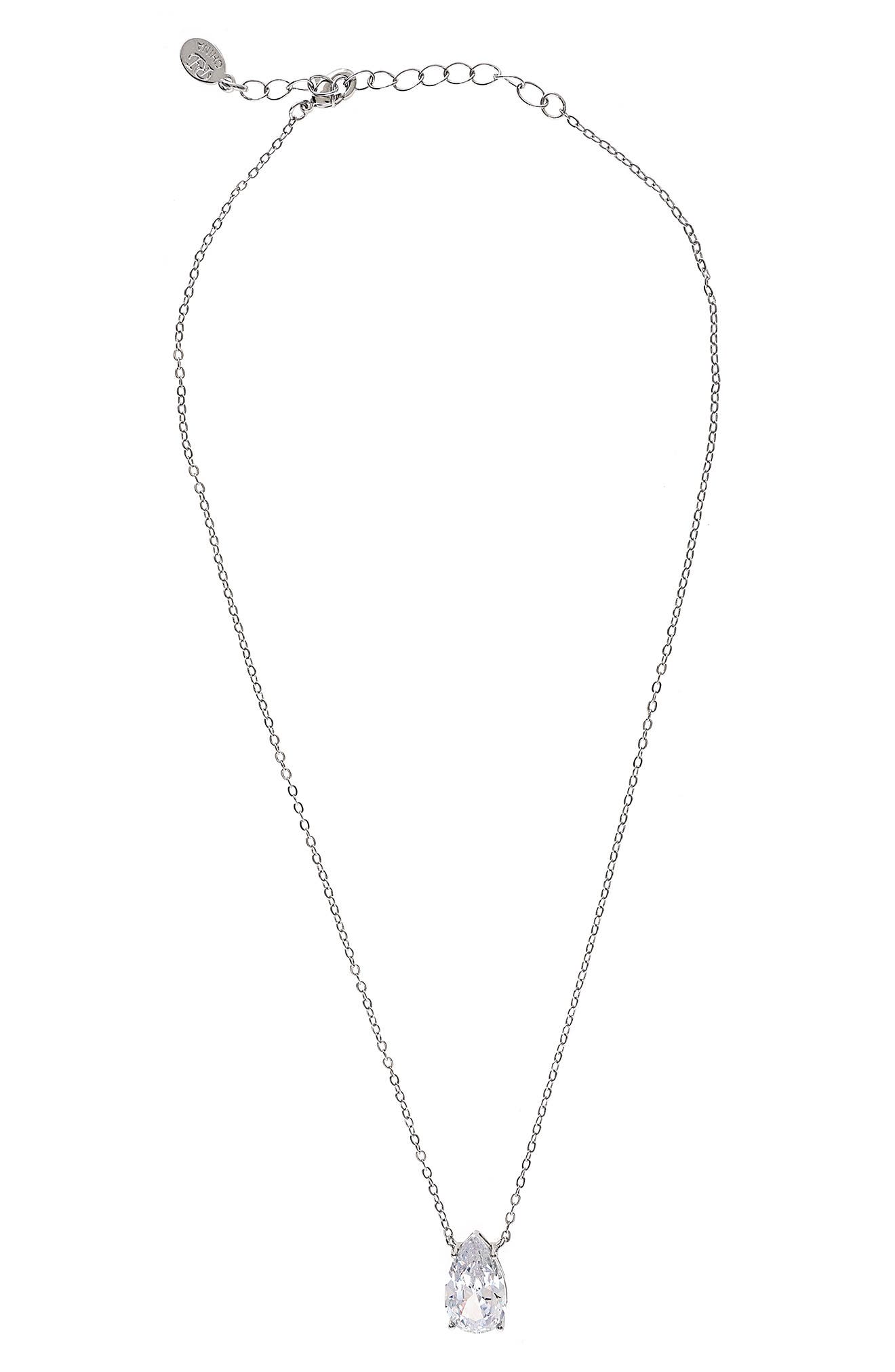 RIVKA FRIEDMAN Cubic Zirconia Teardrop Pendant Necklace