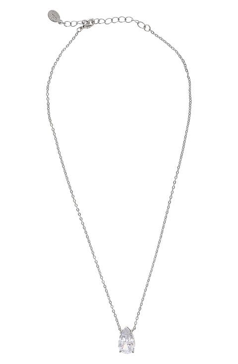 Cubic Zirconia Teardrop Pendant Necklace