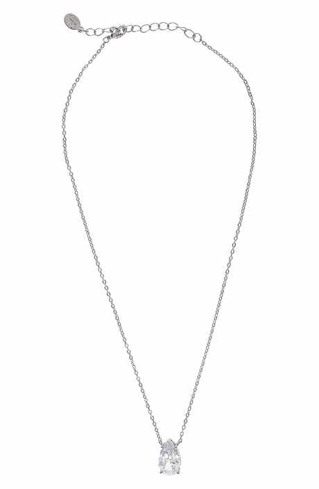RIVKA FRIEDMAN Cubic Zirconia Teardrop Pendant Necklace