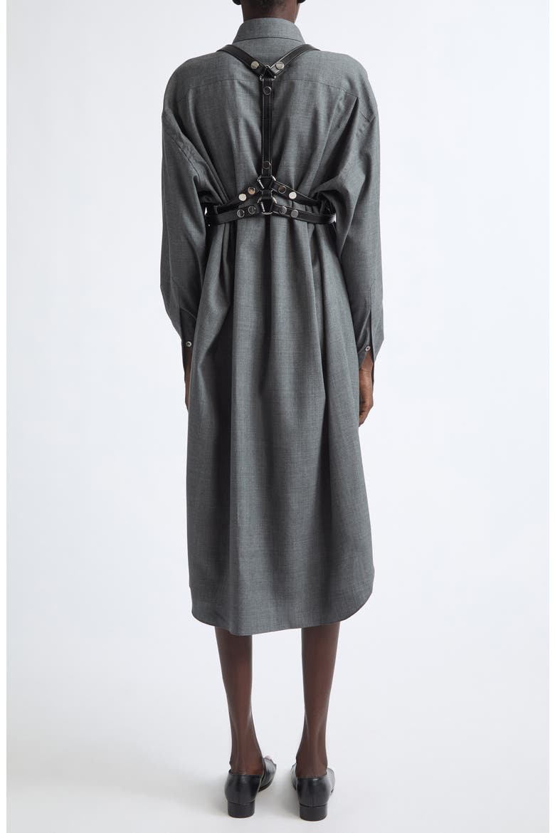 Tropical Wool Harness Shirtdress, Alternate, color, TOP GREY X BLACK