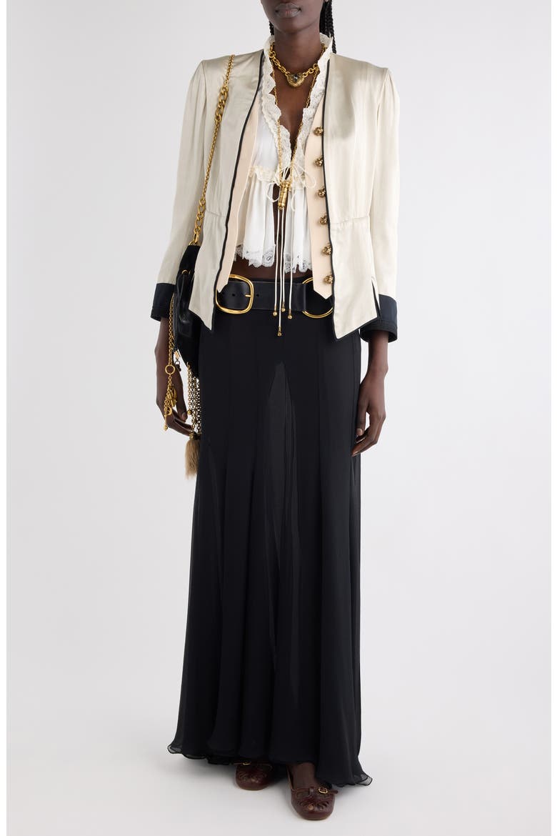 Silk Satin Peplum Jacket, Alternate, color, 095 SILVER CLOUD