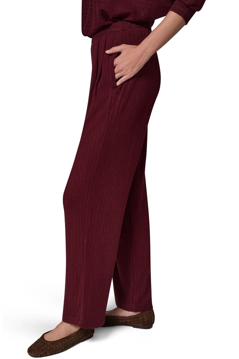 Brushed Rib Wide Leg Pants, Alternate, color, BLK CHERRY