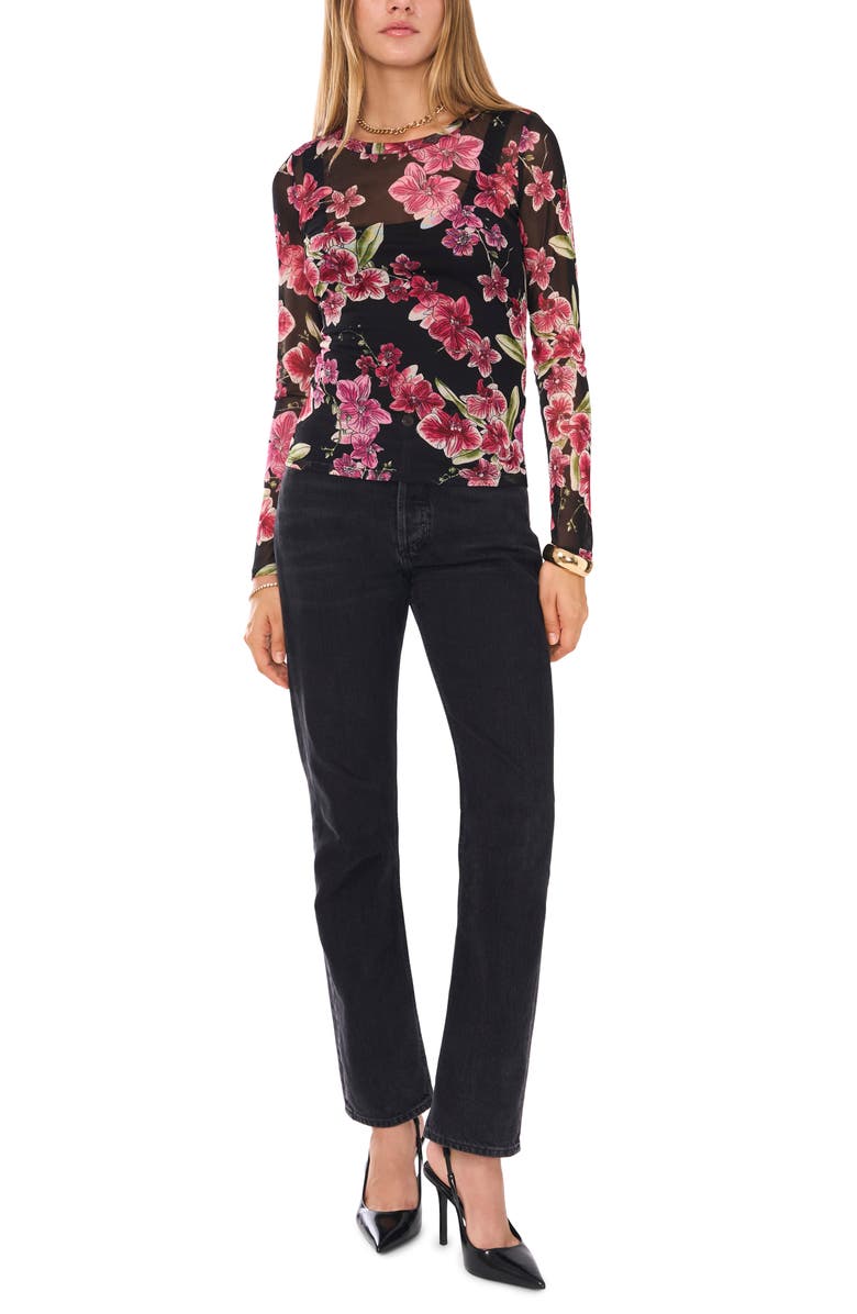 1.STATE Orchid Print Sheer Mesh Top, Alternate, color,