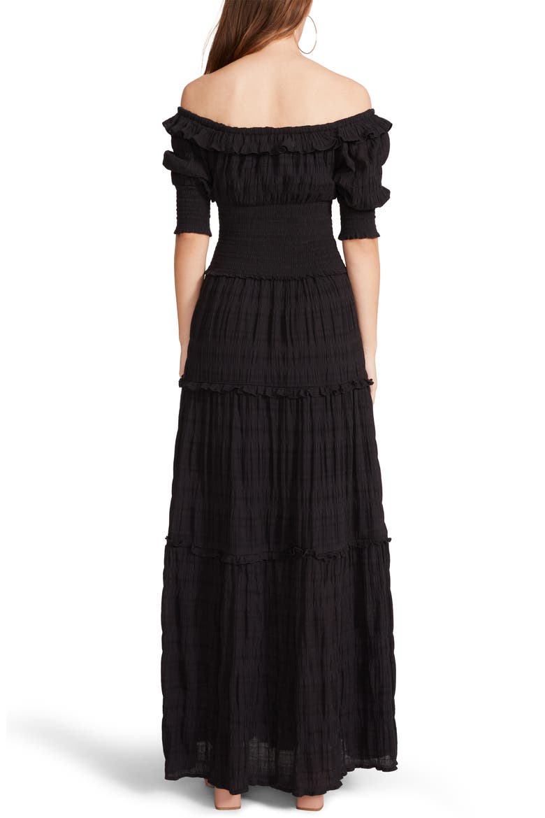 Peasantries Off the Shoulder Maxi Dress, Alternate, color, BLACK