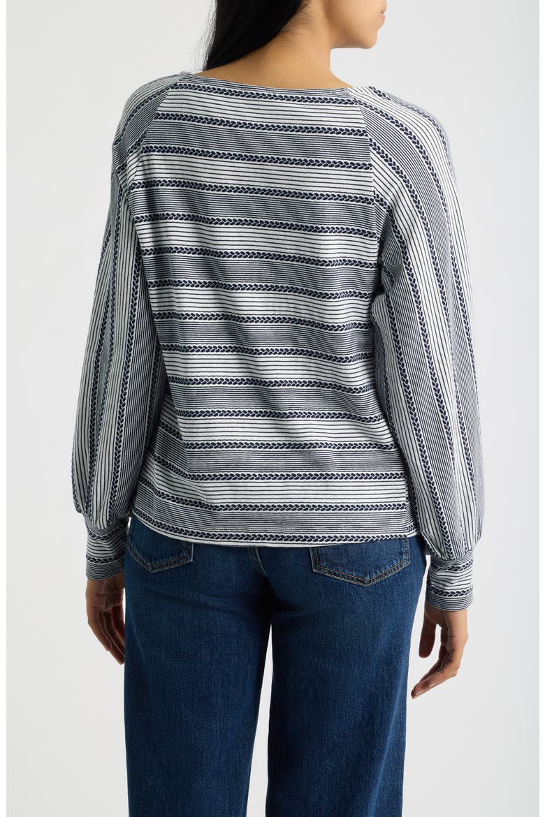 Raglan Stripe Knit Top, Alternate, color, IVORY/ DK NAVY