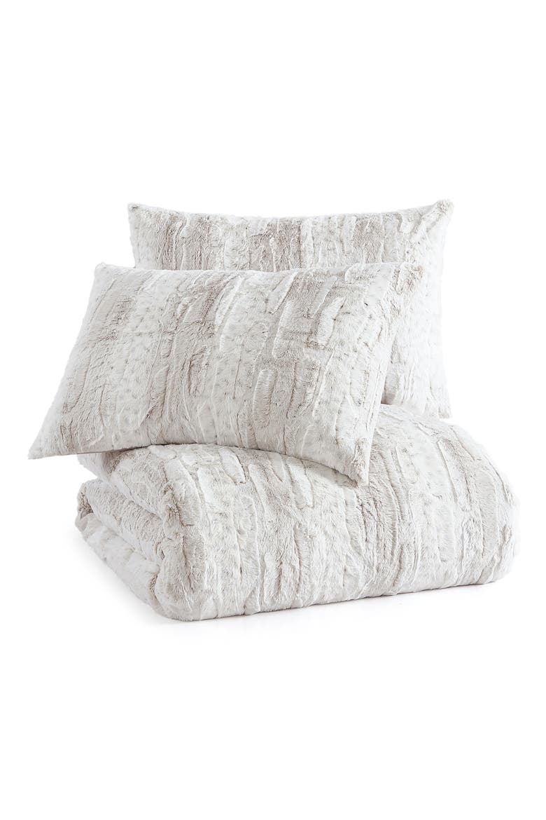 Snow Leopard Faux Fur Comforter & Shams Set, Main, color, IVORY