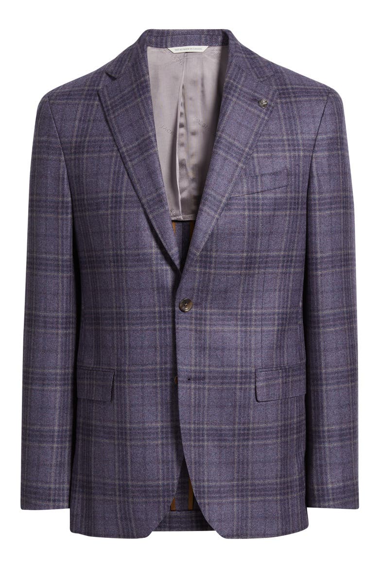 McAllen Lavender Plaid Soft Constructed Brushed Wool & Cashmere Sport Coat, Alternate, color, LAVENDER