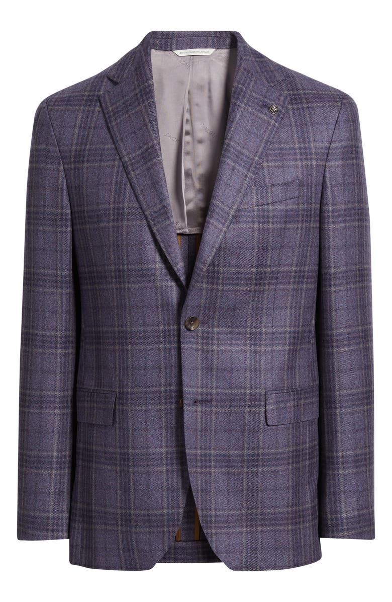 Jack Victor McAllen Lavender Plaid Soft Constructed Brushed Wool & Cashmere Sport Coat, Alternate, color, Lavender